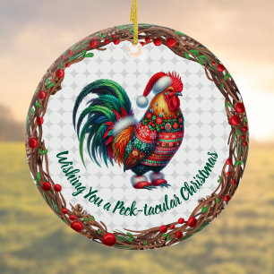 Haan in Lelijke Trui Leuk Peck-tacular Kerstmis Keramisch Ornament