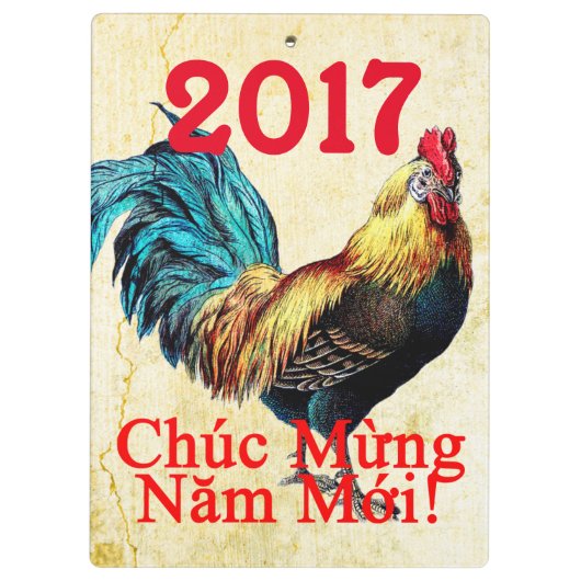  Haan Jaar 2017 Groet in het Vietnamees Klembord (Achterkant)