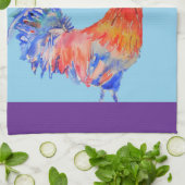 Haan Kip Waterverf Mannen Paarse Grappig Theedoek (Gevouwen)