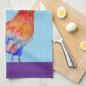 Haan Kip Waterverf Mannen Paarse Grappig Theedoek (Quarter Fold)