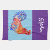 Haan Kip Waterverf Mannen Paarse Grappig Theedoek (Horizontaal)