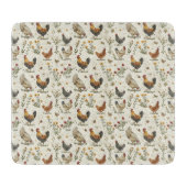 Haan kippen boerderij beige retro snijplank (Voorkant)