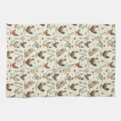 Haan kippen boerderij beige retro theedoek (Horizontaal)