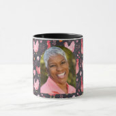 Haan kippen boerderij zwart rood roze foto mok (Midden)