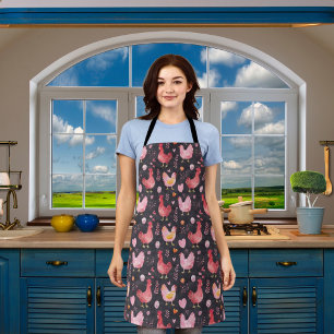 Haan kippen boerderij zwart rood roze schort