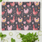 Haan kippen boerderij zwart rood roze theedoek (Gevouwen)