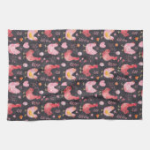 Haan kippen boerderij zwart rood roze theedoek (Horizontaal)