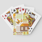 Haan, kippen, geometrische bloementekening. pokerkaarten (Achterkant)
