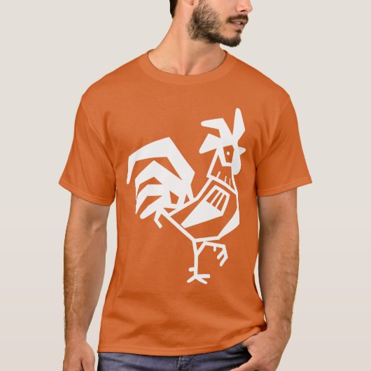 Haan Kippen Vogel retro T-shirt (Voorkant)