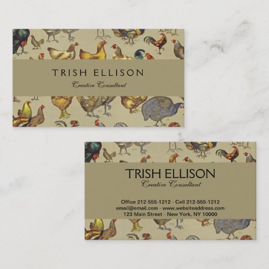 haan kippendier Boerderij landdier Visitekaartje (Voorkant / Achterkant)