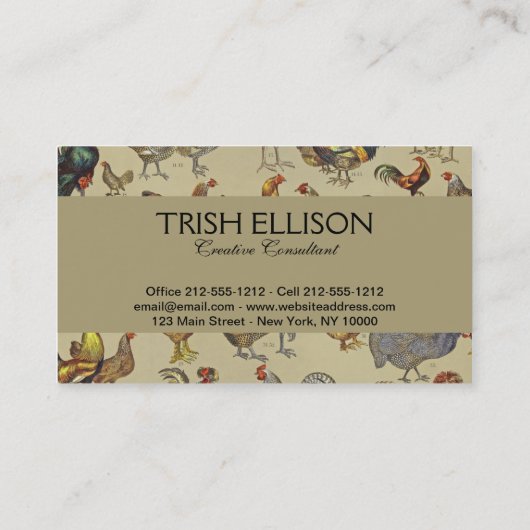 haan kippendier Boerderij landdier Visitekaartje (Achterkant)