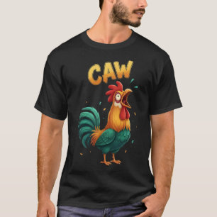 Haan Kraai Grappige Kip Illustratie Boerderij Dier T-shirt