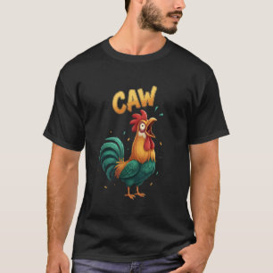 Haan Kraai Grappige Kip Illustratie Boerderij Dier T-shirt