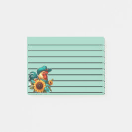Haan met Blauwgroen Pet en zonnebloemen Post-it® Notes