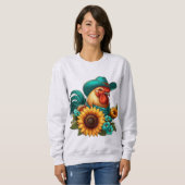 Haan met Blauwgroen Pet en zonnebloemen Trui (Voorkant volledig)