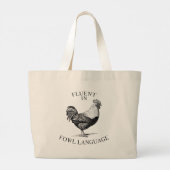 Haan met een grappig vloeiend citaat in voertaal grote tote bag (Achterkant)