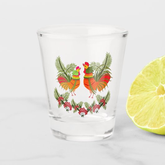 Haan met kip shot glas (Voorkant)