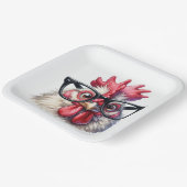 Haan met zwarte bril papieren bordje (Gebogen)