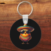 Haan Mexicaanse Cinco de Mayo Chicken Lover Grappi Sleutelhanger (Voorkant)