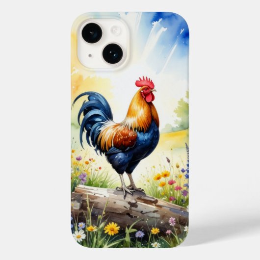 Haan neergestreken op een Log Phone Case (Achterkant)