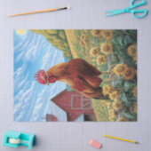 Haan op een zonnebloem Boerderij schilderij Decoup Tissuepapier (Craft)