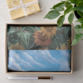 Haan op een zonnebloem Boerderij schilderij Decoup Tissuepapier (Geschenk)