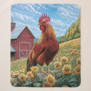 Haan op een zonnebloem Boerderij schilderij Sherpa Deken