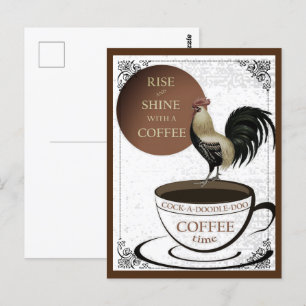 Haan op kopje koffie script briefkaart