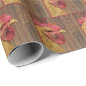 Haan op schuur hout cadeaupapier (Rol Hoek)