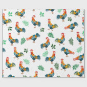 Haan patroon cadeaupapier (Vlak)