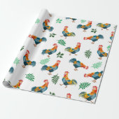 Haan patroon cadeaupapier (Uitgerold)