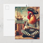 Haan piraat met een koffie briefkaart (Voorkant / Achterkant)