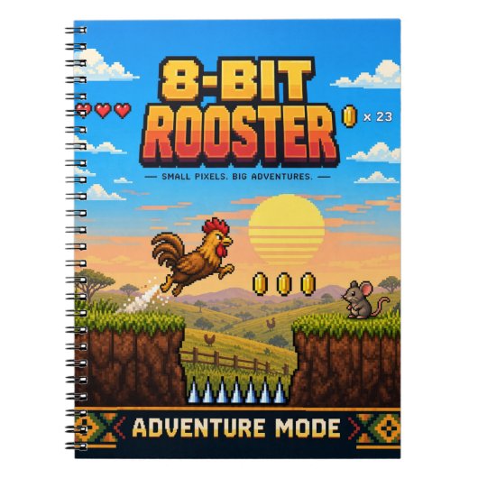 Haan, Retro 8-Bit Pixel Art Notitieboek (Voorkant)