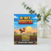 Haan, Retro 8-Bit Pixelkunst Briefkaart (Staand voorkant)
