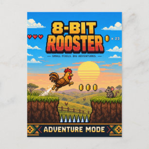 Haan, Retro 8-Bit Pixelkunst Briefkaart