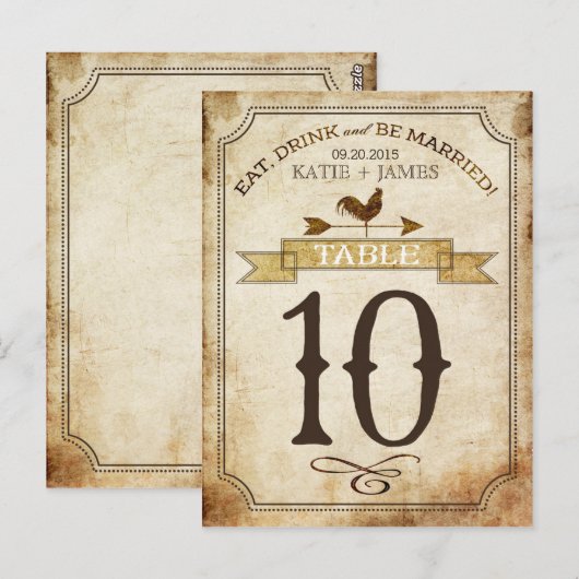 haan rustieke land tafel nummer Kaart (Voorkant / Achterkant)