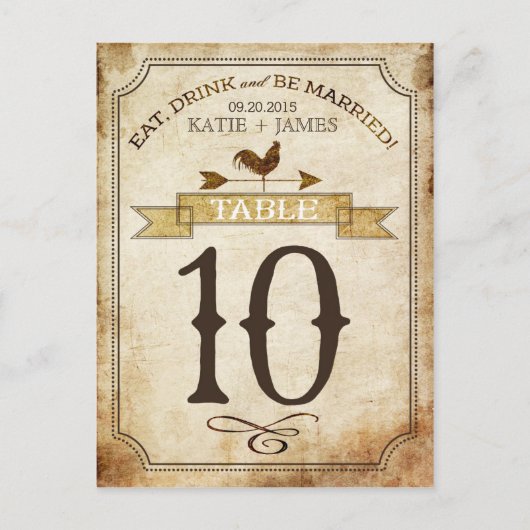 haan rustieke land tafel nummer Kaart (Voorkant)