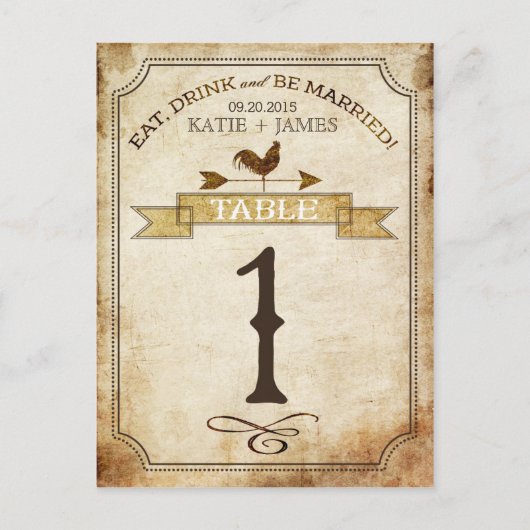  haan rustieke land tafel nummer Kaart (Voorkant)