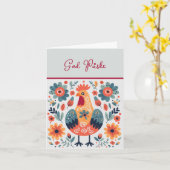 Haan Sinaasappel Geel Turquoise God Påske Kaart (Gele Bloem)