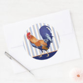 Haan strepen Ronde Sticker (Envelop)