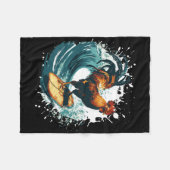 Haan Surft Dierensport Surfer Fleece Deken (Voorkant (Horizontaal))