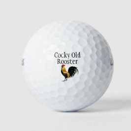 Haan, tekst "Cocky Old Rooster" Golfballen