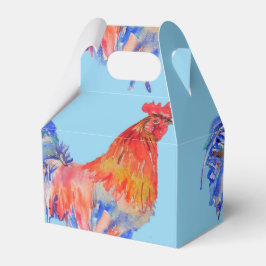 Haan Trouwtaart Favorietendoos Kip Rood Blauw Bedankdoosjes