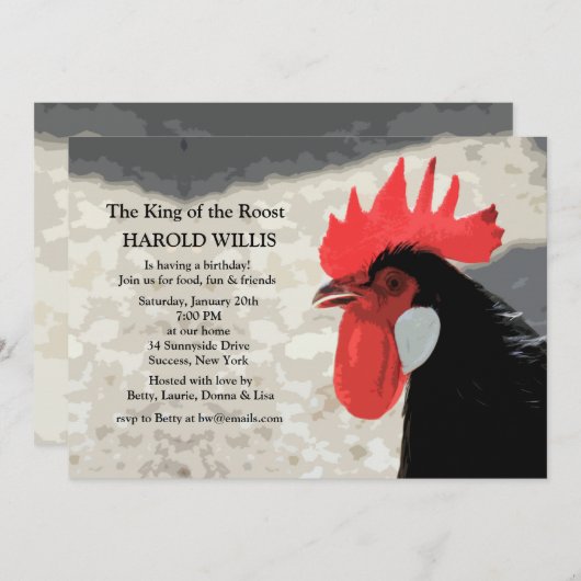 Haan Uitnodiging (Voorkant / Achterkant)