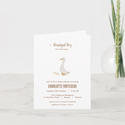 Haan Uitnodigingskaart Baby Shower (Voorkant)