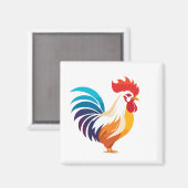 Haan Vector Art Animal Modern Urban Graphic Magneet (Voorkant / Achterkant)
