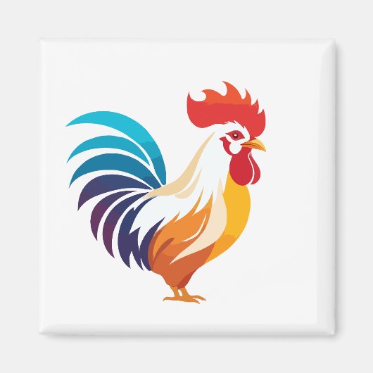 Haan Vector Art Animal Modern Urban Graphic Magneet (Voorkant)