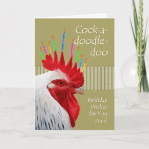 Haan Verjaardag voor Tante, Cock-a-doodle-doo Kaart