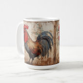 Haan, verweerd schuurhout, rustiek, koffiekopje, koffiemok (Voorkant links)