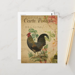 Haan Vintage Bloemmotief Frans Briefkaart